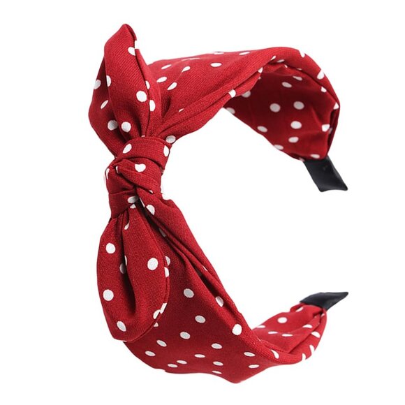 Accessories - Women's Red Polka Dot Pin-Up Bow on Headband Hair Band b